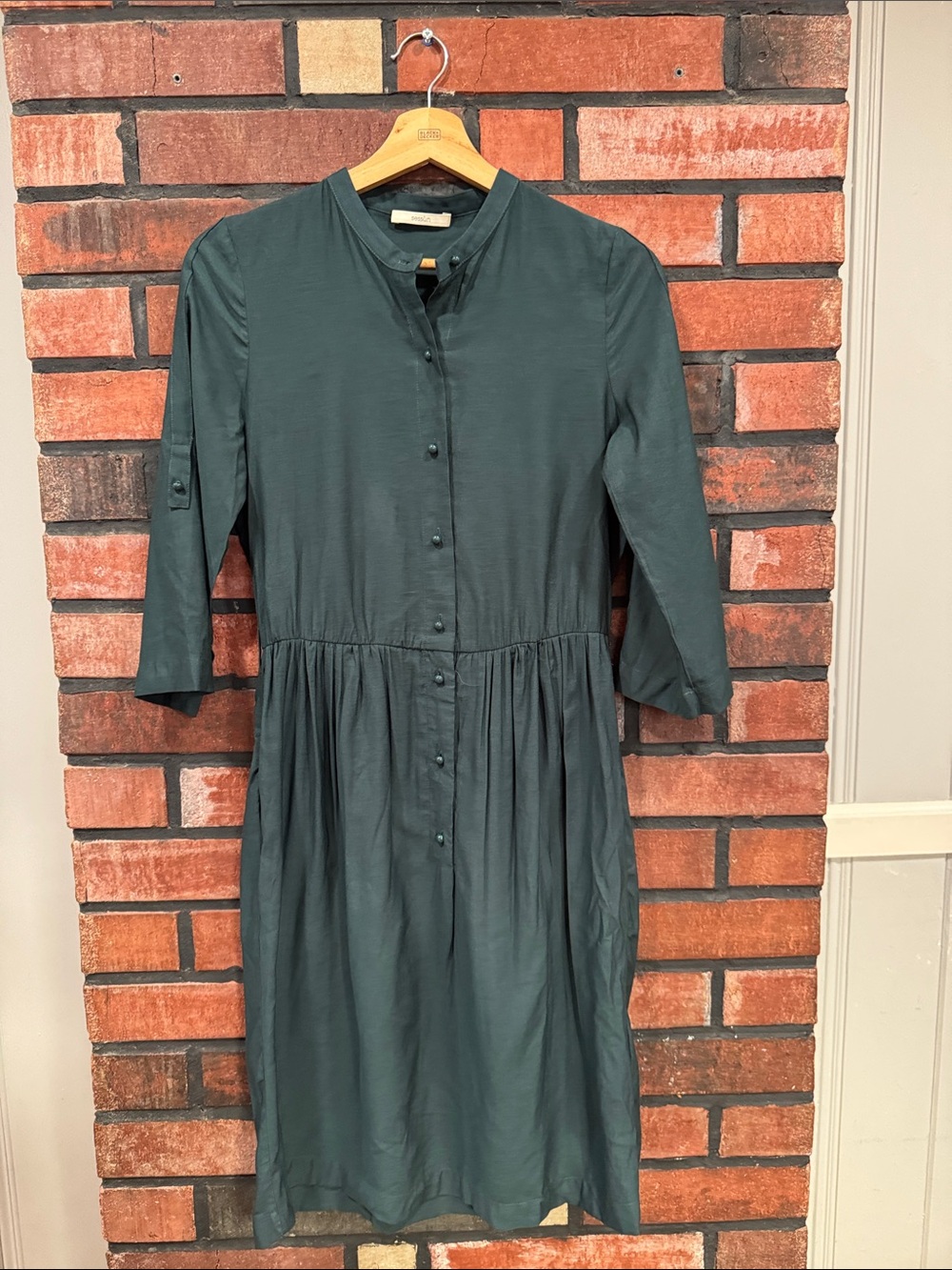 Sessun  Dark Teal Button-Front Midi Dress